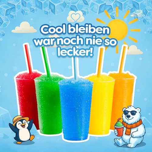 Belissia Slush Eis Sirup 4x250ml Konzentrat | Blaubeer, Cola, Waldmeister, Erdbeer | sehr ergiebig in knalligen Farben (1:5) | Glycerin frei – für Slush-Eis - Maschinen & Wassereis – Bild 3