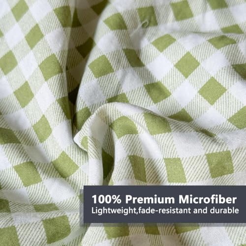 Image of NSNLGSGC Sage Green Ruffle Gingham Comforter Set King, Pre-Washed Ruffled Plaid Checked Comforter Bedding, 3 Pieces Vintage Farmhouse Grid Bedding Set(Green Gingham, King)