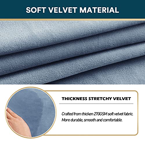 Real Velvet Armrest Covers For Chairs And Sofas Couch Arm Covers For Sofa Thickened Velvet Armrest Covers Anti-Slip Furniture Protector Washable Armchair Slipcovers For Recliner Set Of 2, Stone Blue #TOP2