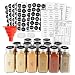 Talented Kitchen 14 Large Glass Spice Jars w/2 Types of Preprinted Spice Labels. Commercial Grade, Complete Set: 14 Square Empty Jars 6oz, Pour/Sift & Coarse Shakers, Airtight Cap, Chalk & Clear Label