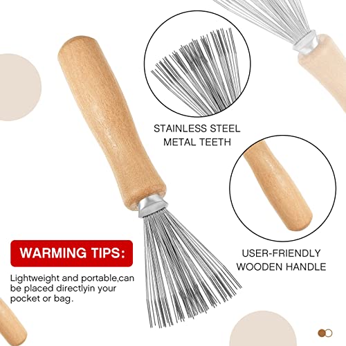5 Pcs Hair Brush Cleaner Tool Comb Cleaner Wooden Handle Comb Brush Cleaner With Metal Wire Rake 2-In-1 Comb Cleaning Brush Mini Brush Cleaner Brush Rake Cleaner Hair Dirt Remove For Home Salon Use #TOP3