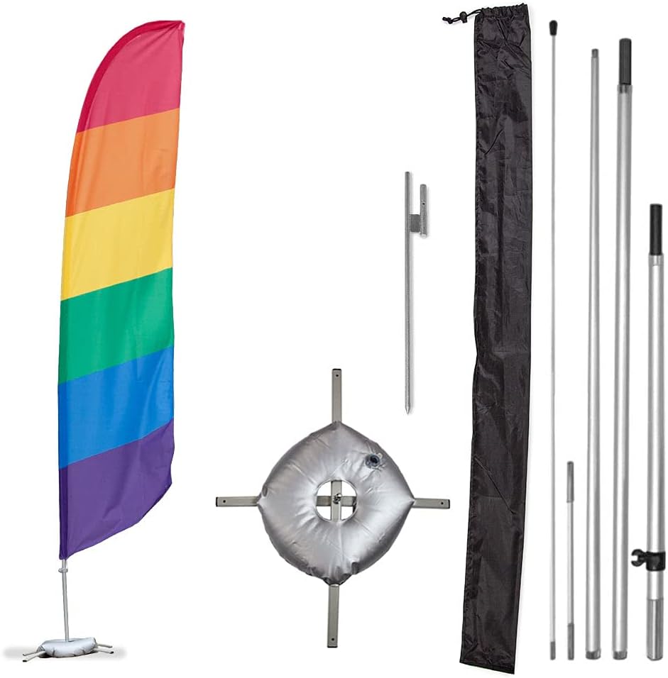 Vispronet Rainbow Pride Feather Flag – 2.6ft x 11.2ft – Outdoor Pride Decorations – Weather-Resistant Knitted Polyester – Printed in the USA – Flag Only