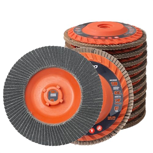 10 Pack Zirconia Flap Disc 4 1/2" x 5/8“-11 for Angle Grinder, 120 Grit