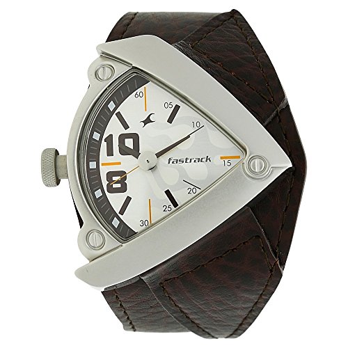 Image of Fastrack Quartz Analog White Dial Leather Strap Watch for Guys-NP3022SL01