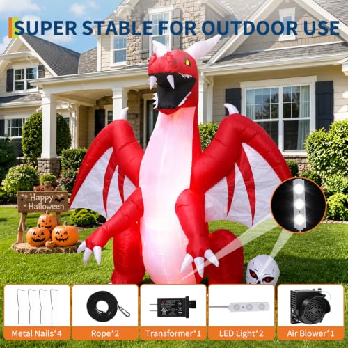 Aptliton 8FT Halloween Inflatables Outdoor Dragon with Skull Decorations - Image 4