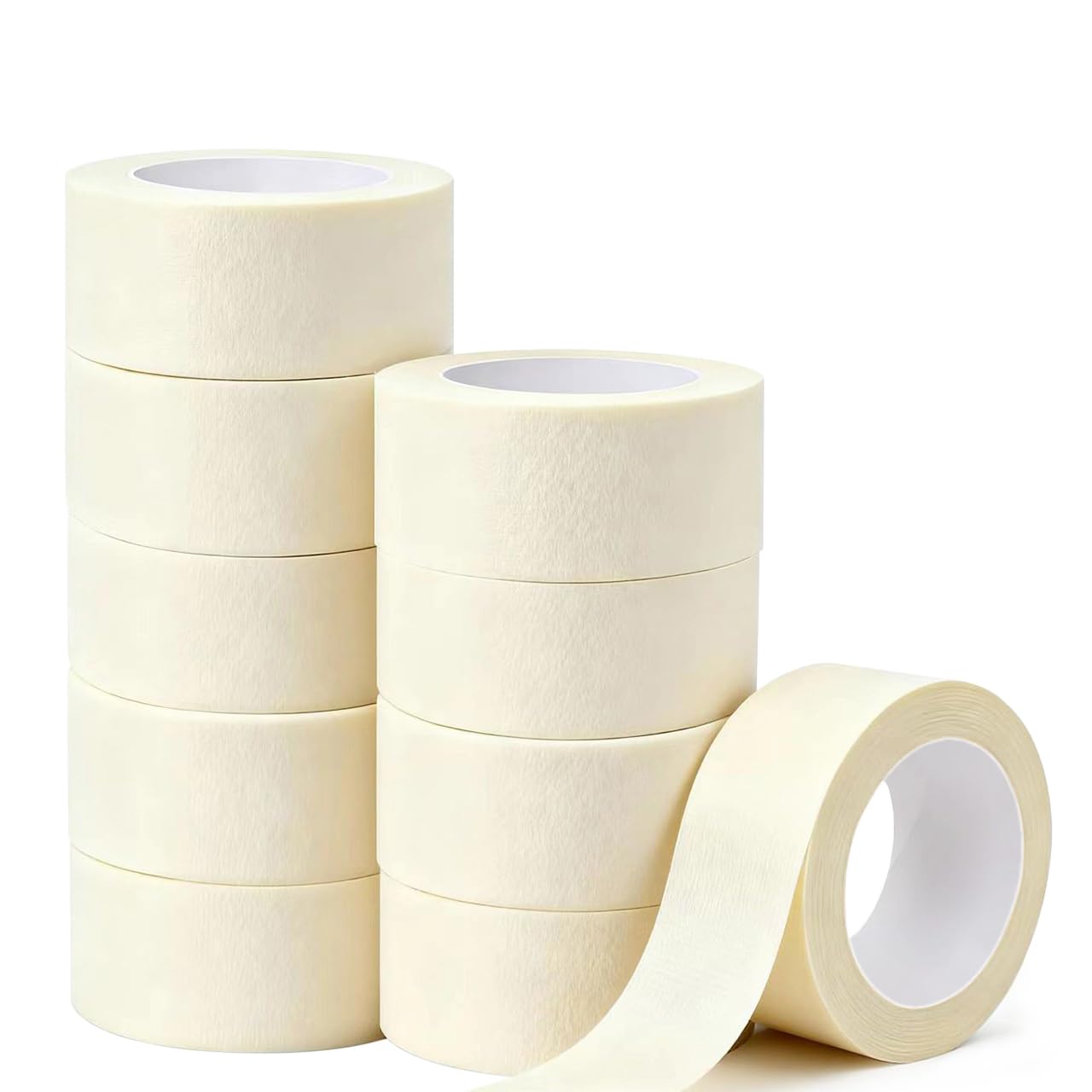 HALFOPM 2 Inch White Painter's Masking Tape, 10 Rolls Bulk Pack 550 Yards - Sharp Clean Lines, No Residue for Painting Crafts