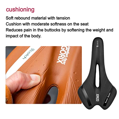 Image of GORIX Bike Saddle Seat Comfortable Cushion with Rail Mountain Road Bicycle for Men and Women (A6-1)