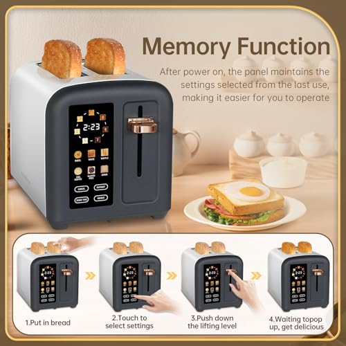 SEEDEEM Toaster 2 Slice, Full Touch Control Stainless Toaster, LCD Display, 50% Faster Heating Speed, 6 Bread Type, 7 Shade Setting, 1.5''Wide Slots, Removable Crumb Tray, 1350W, Dark Chocolate by SEEDEEM - Image 6