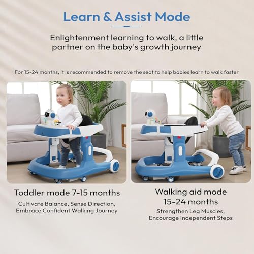 Image of StarAndDaisy Baby Walkers 6-24 Month Boy & Girl /Walker for Baby /Kids 1 Years with Multi Adjustable Height /Multi-Functionne Baby Walker with Music, Toy Tray & Anti-Rollover (Blue)