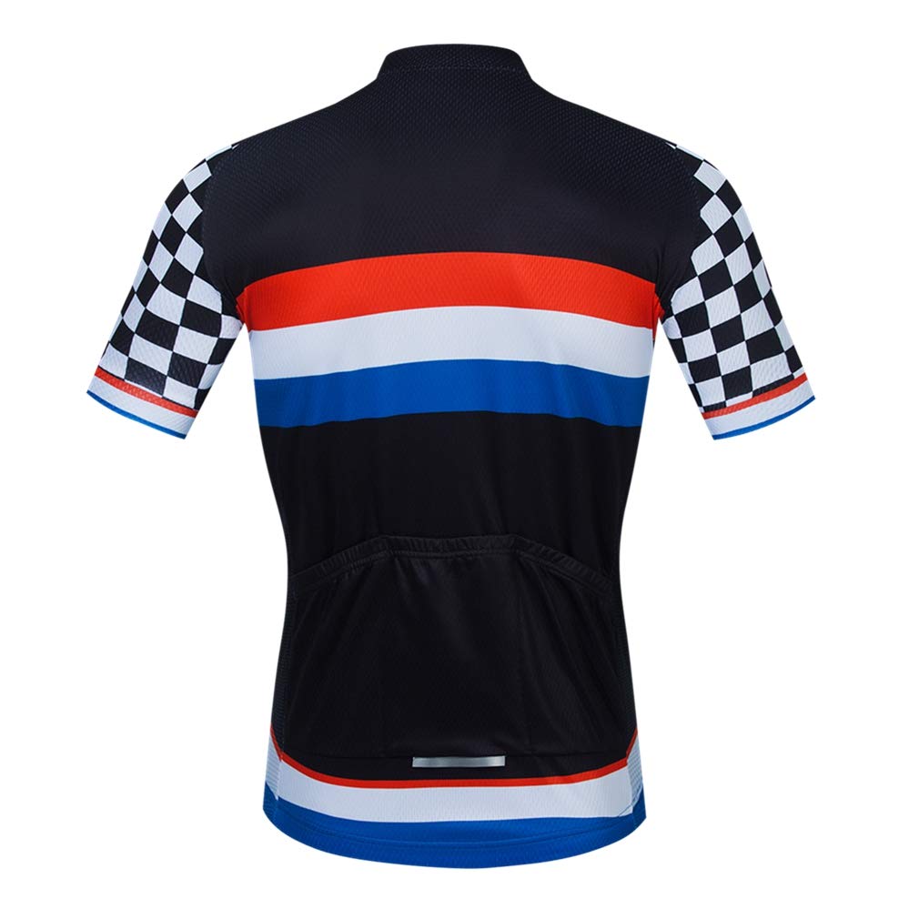 Cycling Jersey Mens Summer Short Sleeve Mountain Bike Clothes Bicycle Shirt Striped Black