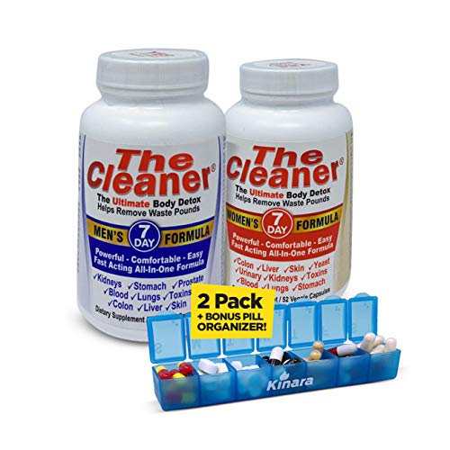 The Cleaner 7Day Women's & Men's Formula Ultimate Body Detox (52 Capsules Each) with Kinara Pill Organizer Cleansers for Detox Body Weight Loss The Cleaner 7Day Women's & Men's Formula Ultimate Body Detox (52 Capsules Each) with Kinara Pill Organizer Cleansers for Detox Body Weight Loss