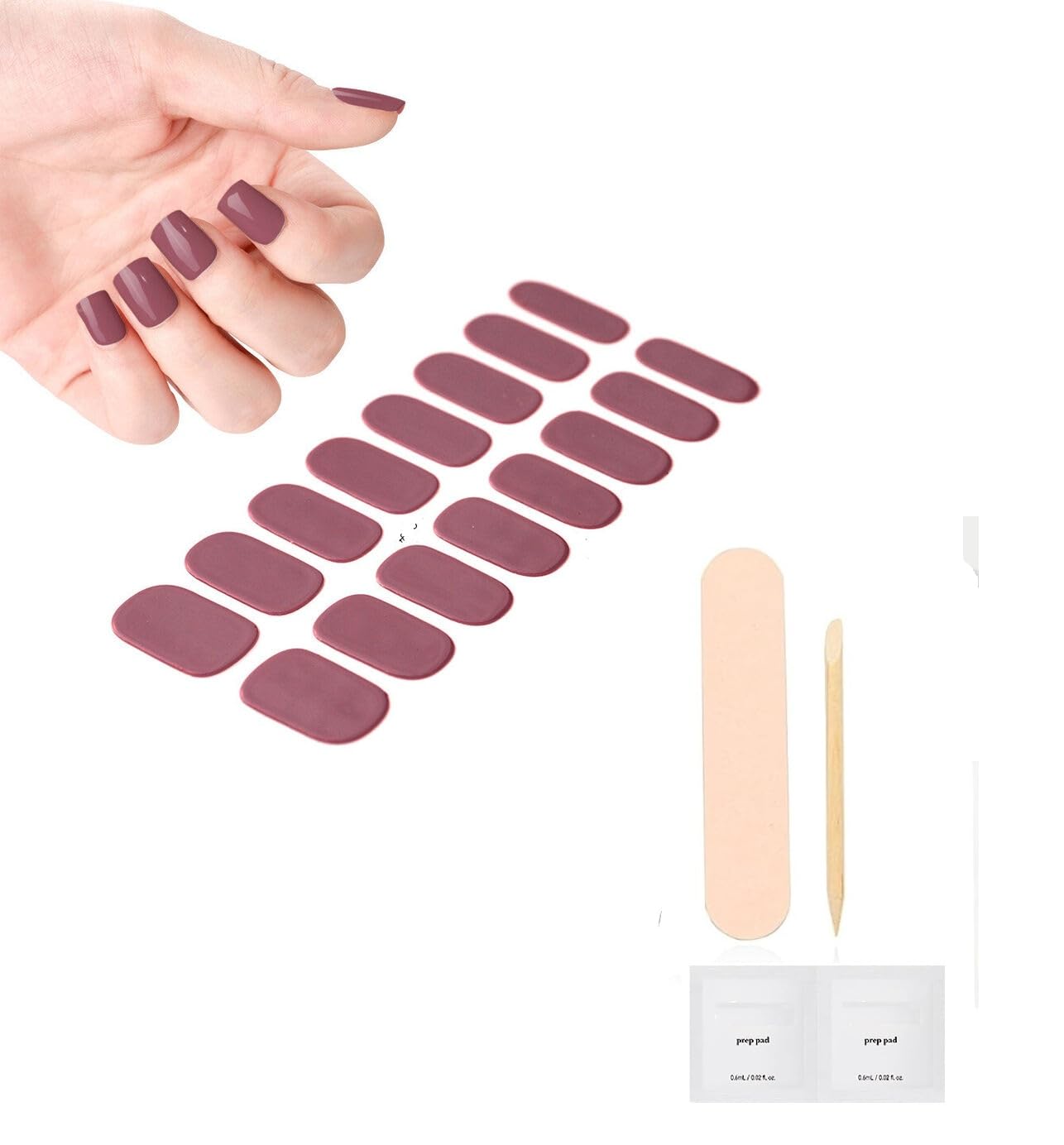 Cazuela Solid 16PCS Gel Nail Polish Stickers Full Nail Wraps for Women Kit with Nail Classic Nail Gel Strips Nail Wraps Gel Polish Strips Nail Art Stickers for Women Girls (14 Rosy Luster)