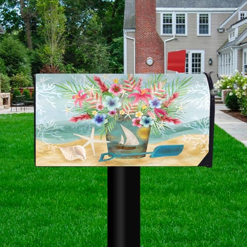 Image of Briarwood Lane Summer Mailbox Cover - Standard Size - Coastal Flowers for Summer Mailbox Cover