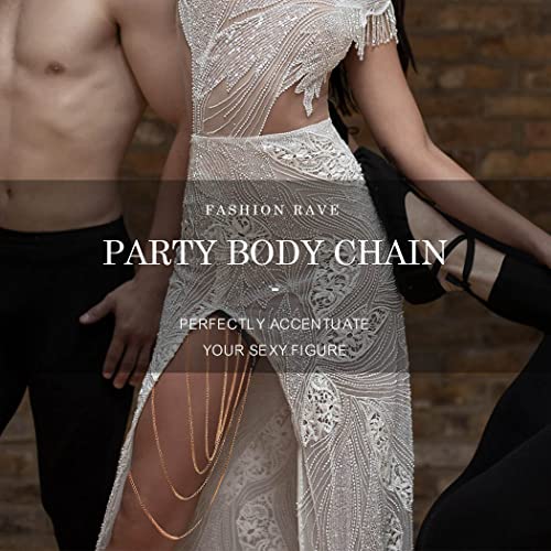 Gemily Boho Layered Thigh Chain Elastic Fashion Leg Chains Rave Party Body Chain Adjustable Body Jewelry Accessory For Women And Girls (A-Gold) #TOP6