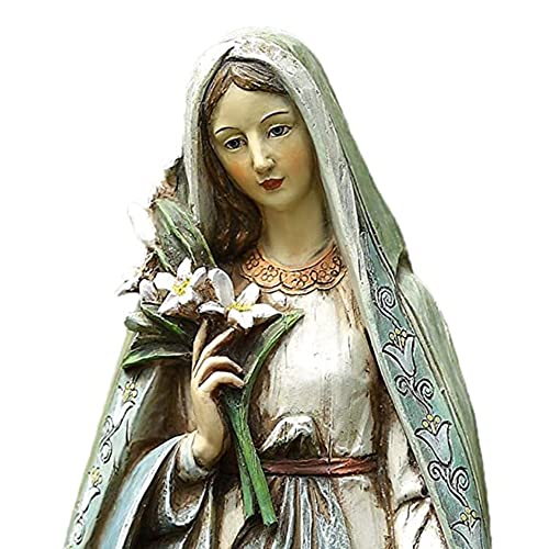Napco Mary Holding Lily Bouquet Ivory 4.5 x 12.25 Resin Stone Garden Figurine - Image 3