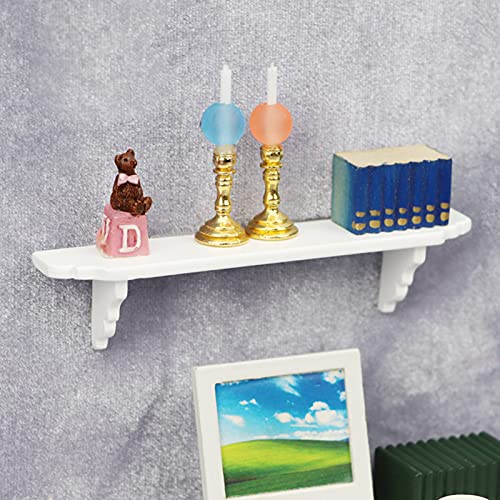 Dollhouse Wall Shelf, 1/12 Scale Miniature Dollhouse Accessories, White Doll House Storage Wall Shelf for Kitchen Scene White - Thumbnail 4