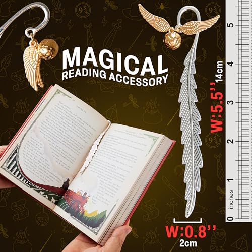 Harry Potter Metal Bookmark with Hanging Charm Golden Snitch Hogwarts Reading Gifts Book Lovers Gift Box (Golden Snitch) - Image 3