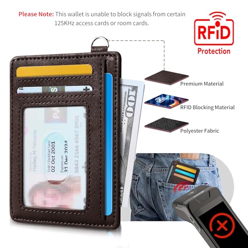 Image of Mayski Slim Wallet, Credit Card Holder for Women, Minimalist Front Pocket RFID Blocking Card Cases, Small Wallet Women Men(CH Coffee)