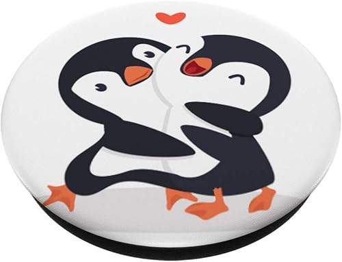 Miniatura 2 de Bonita idea de regalo de pingüino para sus PopSockets agarre y soporte para teléfonos y tabletas, Negro