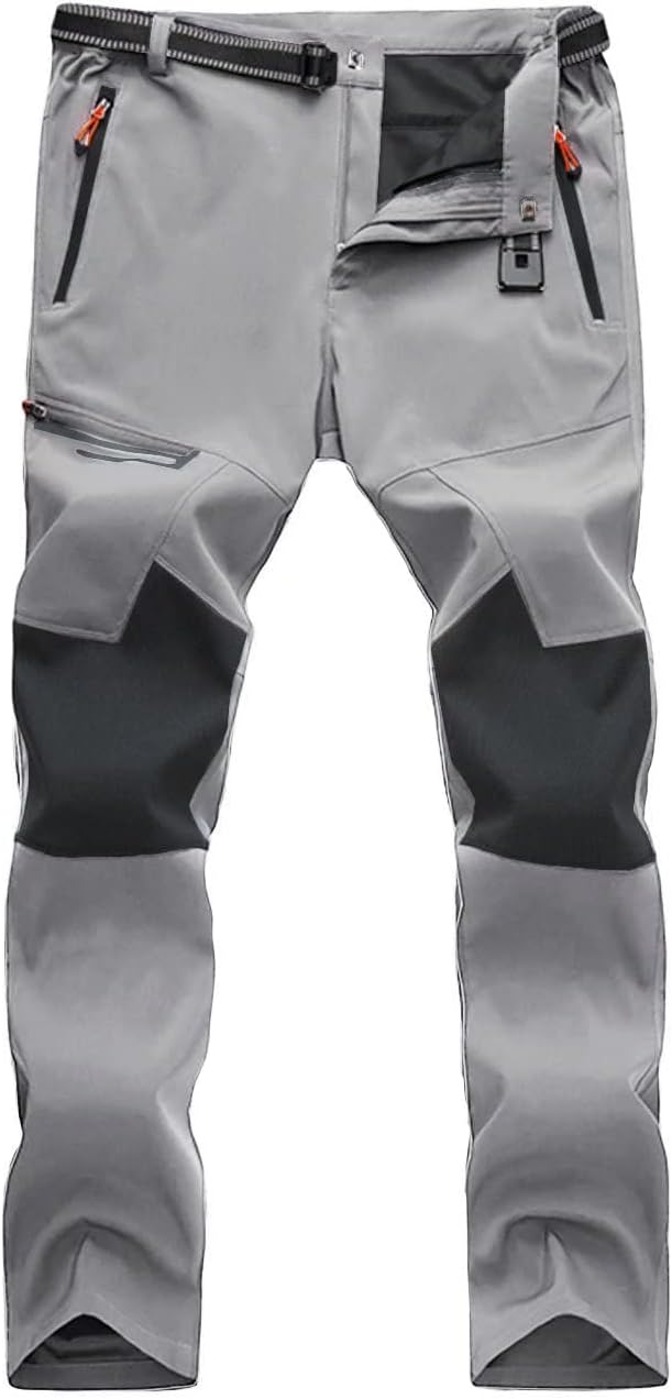 Men's Hiking Pants Quick-Dry Water Resistant Lightweight Work Outdoor Pants with Zipper Pockets
