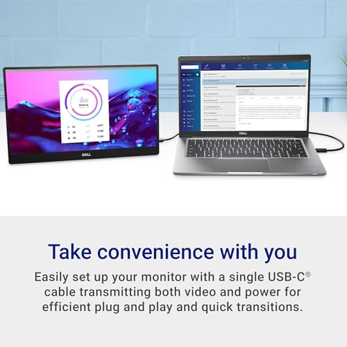 Dell P1424H 14" Full HD (1920x1080) Écran Portable, 60Hz, IPS, 6ms, 2X USB-C, Garantie 3 Ans, Argent