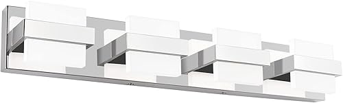 SOLFART Modernas luces LED de tocador regulables, 4 luces para baño, lámpara de pared sobre el espejo