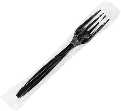 Karat [7" - 1,000 ct] Heavy Duty Plastic Forks Individually Wrapped - Sturdy Disposable Forks for Restaurants & Food Trucks | Black