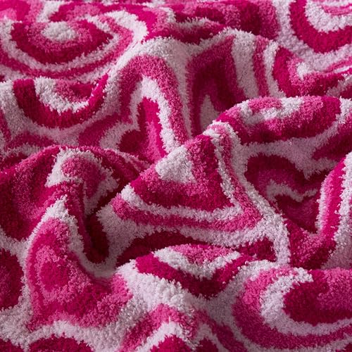 Image of Elegant Comfort Valentine's Day Knit Throw Blanket, Pink Wild Hearts Super Soft Cozy Fluffy Warm Throw Blankets for Couch, Sofa, Chair, Bed, Camping, Picnic, Travel Lightweight Bed Blanket (50 inch x 70 inch)