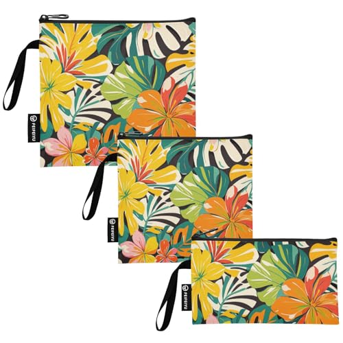 Pack de 3 Bolsas Reutilizables para Bocadillos con Flores Hawaianas