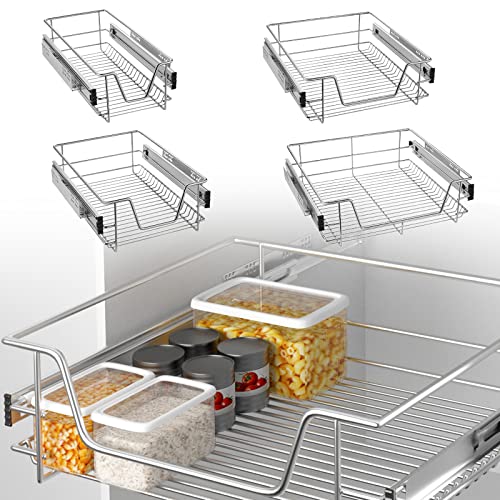 Froadp Cajón Telescópico de Cocina, Estante Extraíble, Armario de Dormitorio, Almacenamiento Completo (40 cm, 2 Piezas/Juego)