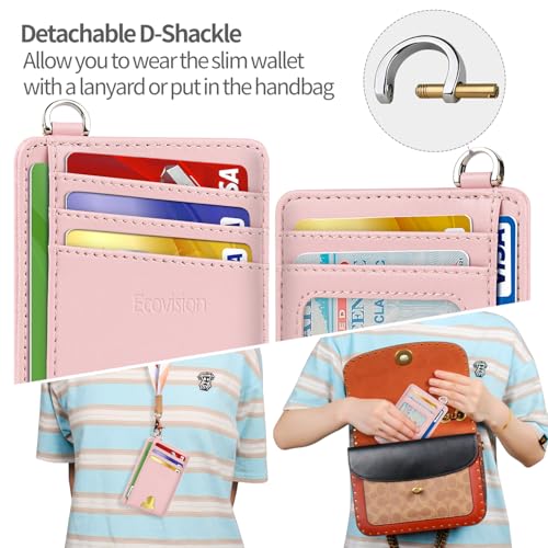Image of Slim Minimalist Front Pocket Wallet, RFID Blocking Credit Card Holder Wallet with Detachable D-Shackle for Men Women