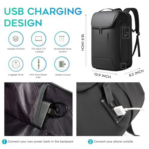 Image of BANGE Anti-Theft Backpack with USB Charging Port 17.3 Inch Business Laptop Backpack