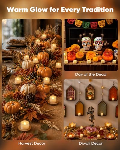 Image of Homemory 100-Pack Flameless Tea Lights Candles Battery Operated, 200+ Hours | Flickering LED Tealights for Wedding Centerpieces, Banquets, Party Tables, Halloween, Christmas Displays and Reception Decor