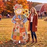 Sintuff 6 ft Large Fall Scarecrow Cardboard Cutout Life Size, Woman