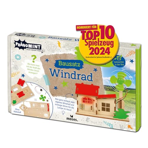 moses. PhänoMINT Bausatz Windrad, Experiment zum Thema Windenergie, Experimentierkasten und Bastelset, Lernspielzeug für Kinder ab 8 Jahren