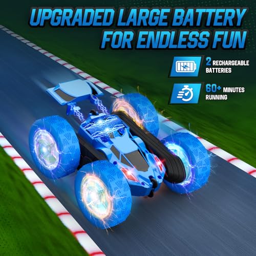 Image of Hamdol STEM Remote Control Car for Kids Ages 6-12, 4WD RC Stunt Car with LED Wheel Lights & 360 Flips, 2.4GHz Fast Electric Toy for Boys 8-10, Educational Gift for Birthday or Valentines