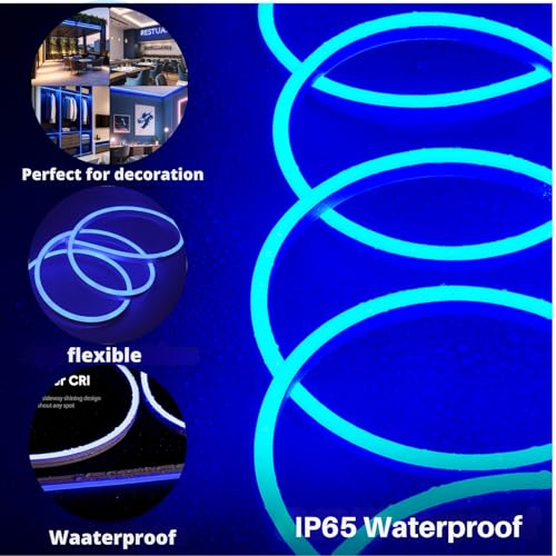 Image of One94Store 4 Meter LED Neon Strip Light - Blue | Plug-in Powered Flexible Waterproof Rope Light DC 5V | Ambient LED Lighting for Home, Bedroom, DIY Decor, Party & Gaming Room
