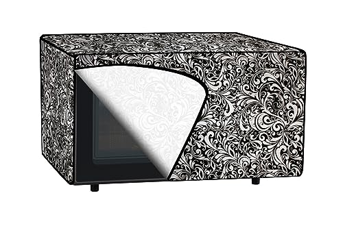 Image of The Furnishing Tree PVC Waterproof Microwave Oven Cover Compatible for Morphy Richards 20 L Solo 20MS Floral Pattern Black