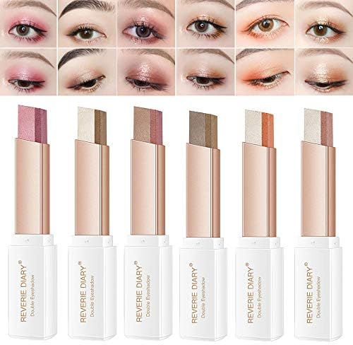 WENSUNNIE 12 Colors Eyeshadow Stick (2nd Gen Upgraded Rotation), Double Colors Eye Shadow Stick Matte Glitter Shimmer Eyeshadow Gradient Makeup Sticks Waterproof