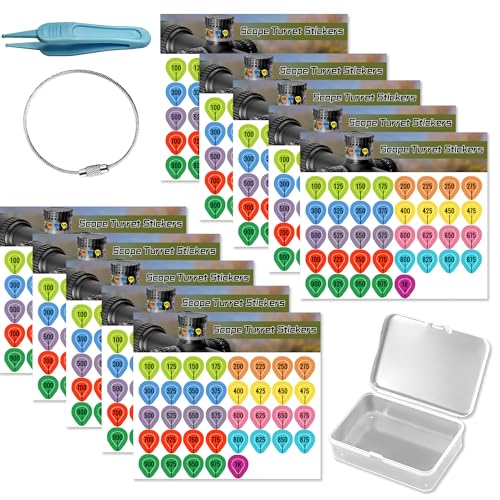 SZWRSKJ Rifle Scope Turret Tags Stickers Kit Fits Most Scope Caps, 10/20Pcs Reusable Scope Dope Labels, Shooting Target for Precision Long-Range Hunting (Scope Turret Sticker)