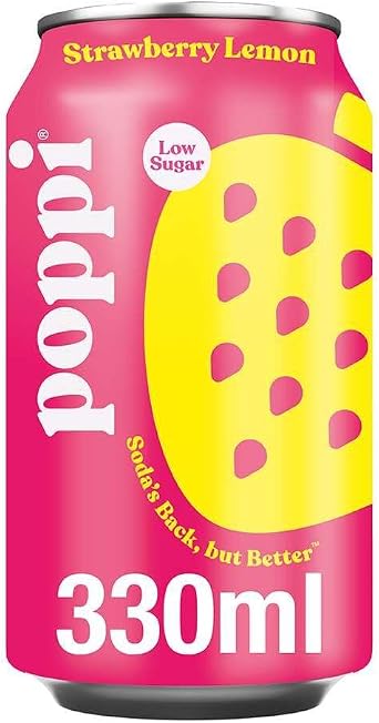 poppi Strawberry Lemon Sparkling Soda | 330ml Can| 24 Pack