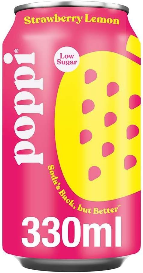 poppi Strawberry Lemon Sparkling Soda | 330ml Can| 24 Pack