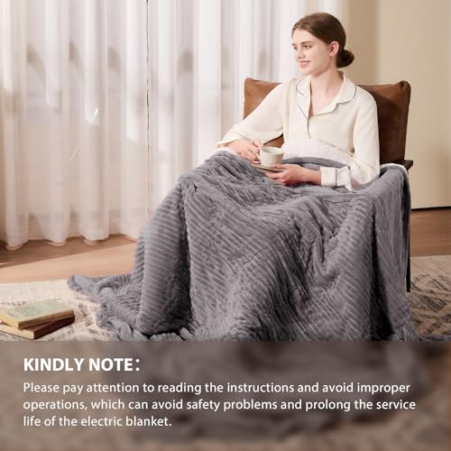 Homemate Electric Heated Blanket Full Size - 72"x84" Heating Blanket Full Size 1/2/4/6/8 Hours Auto-Off 10 Heat Level Over-Heat Protection Soft Flannel Sherpa ETL Certification by Homemate - Image 7