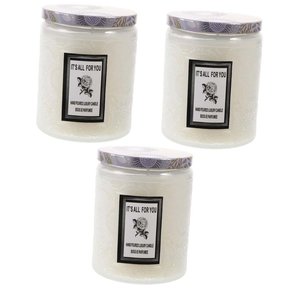 MAGICLULU 3st Desktop-kerzendekor Duftkerzen Lavendel Teelichter Kerzen Kerzenhalter Kerzenherstellung Kit Dekorativ Gewächshaus Duftend Flackern Kerzenwachs Stinkend Laternen Weiß Glas