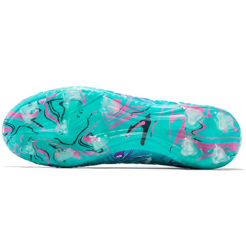 High-top Men's Soccer Shoes Featuring a Knitted Collar and Graphic Design Patterns, Available in Pink, Black, Gold, and Green.3