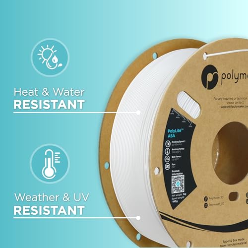Image of Polymaker ASA Filament 1.75mm White, 1kg ASA 3D Printing Filament, Heat & Weather Resistant - ASA 3D Printer Filament Perfect for Printing Outdoor Functional Parts