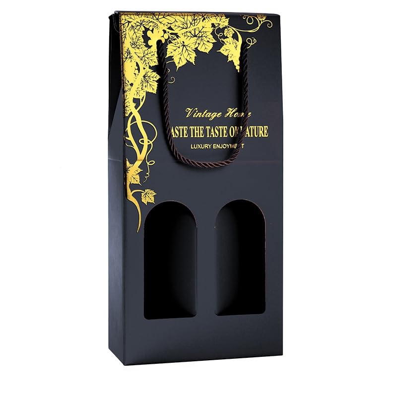 10 Stück Wein Geschenktüte Kraftpapier Flaschentüten Zwei Flaschen Rotwein Weintasche Tragbare Flaschentasche Wiederverwendbare Flaschenbeutel für Hochzeit, Party, Geburtstag, Ostern