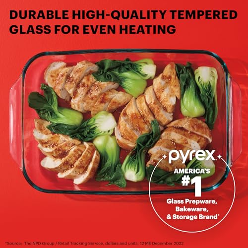 Image of Pyrex Basics 3 QT Glass Baking Dish With Plastic Lid, Casserole Dish, Glass Food Container, Oven, Freezer And Microwave Safe, Clear Container