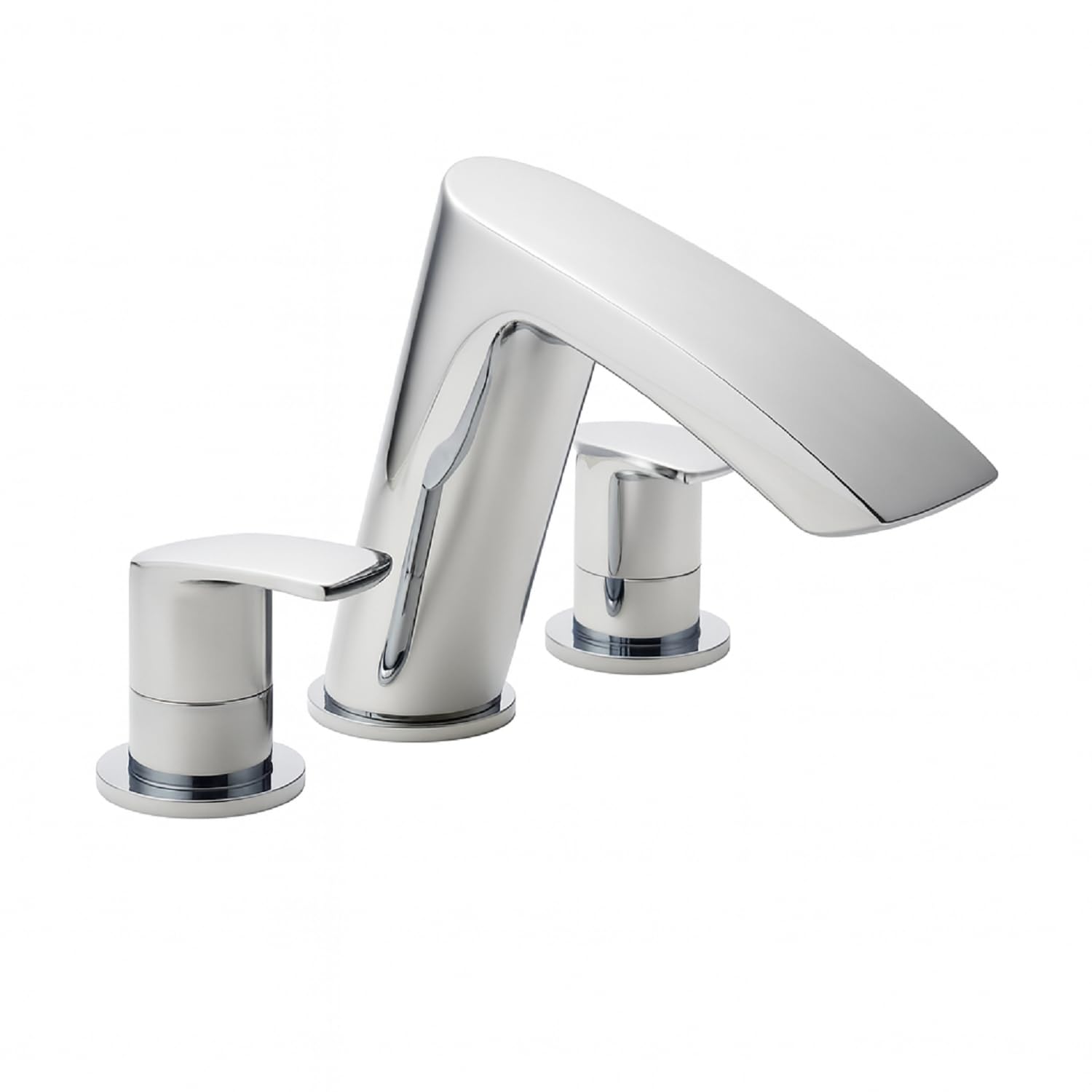 Waterfall 3 Hole Bath Filler Chrome - Modern Deck Mounted Tap, Solid Brass Body, Dual Controls, Durable Chrome Finish