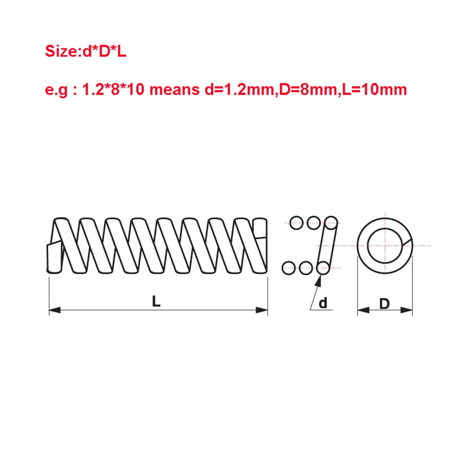 5pcs Czarny typ Y Rodzaj Sprężyny Mangan Stalowe ciśnienie Drutka o średnicy zewnętrznej o długości 6-15 mm 305 mm